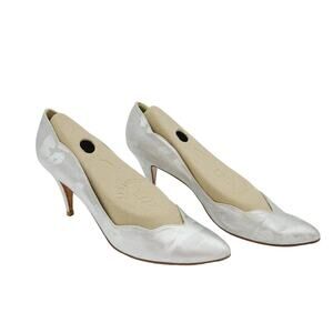 Stuart Weitzman Silver Brocade 9N 3.5" Heel Style# 2807 Evening Pumps